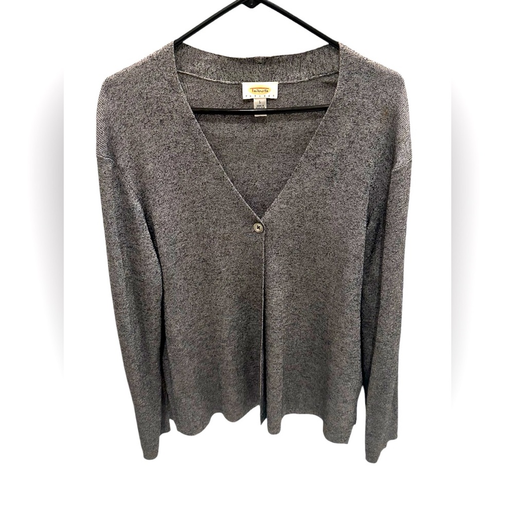 Talbots Gray V-Neck Button Cardigan